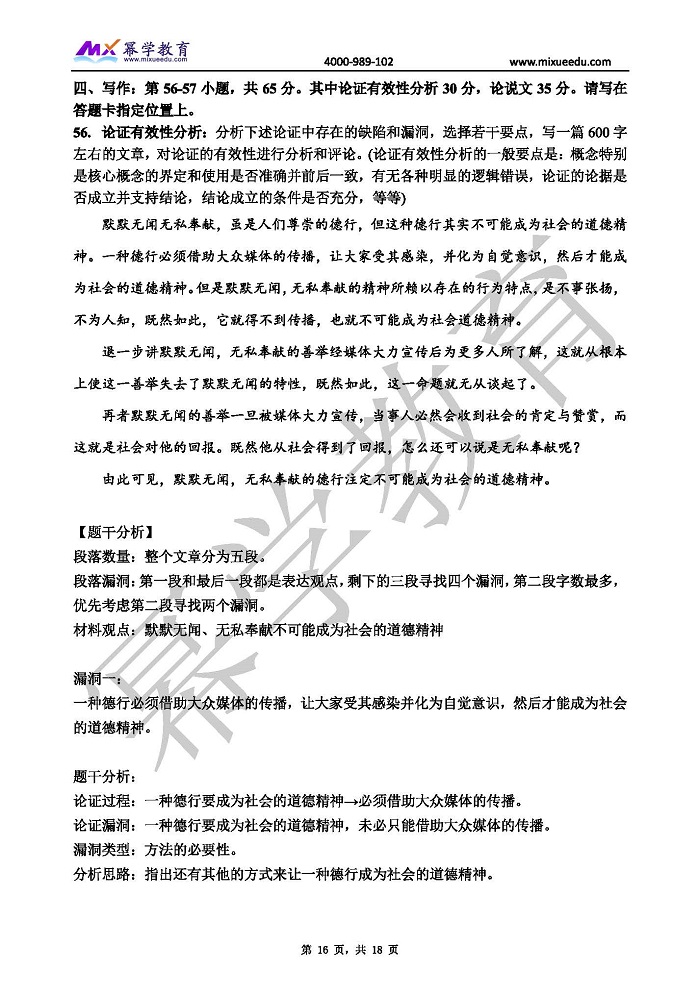 2022年MBA管理类联考-写作真题与答案解析