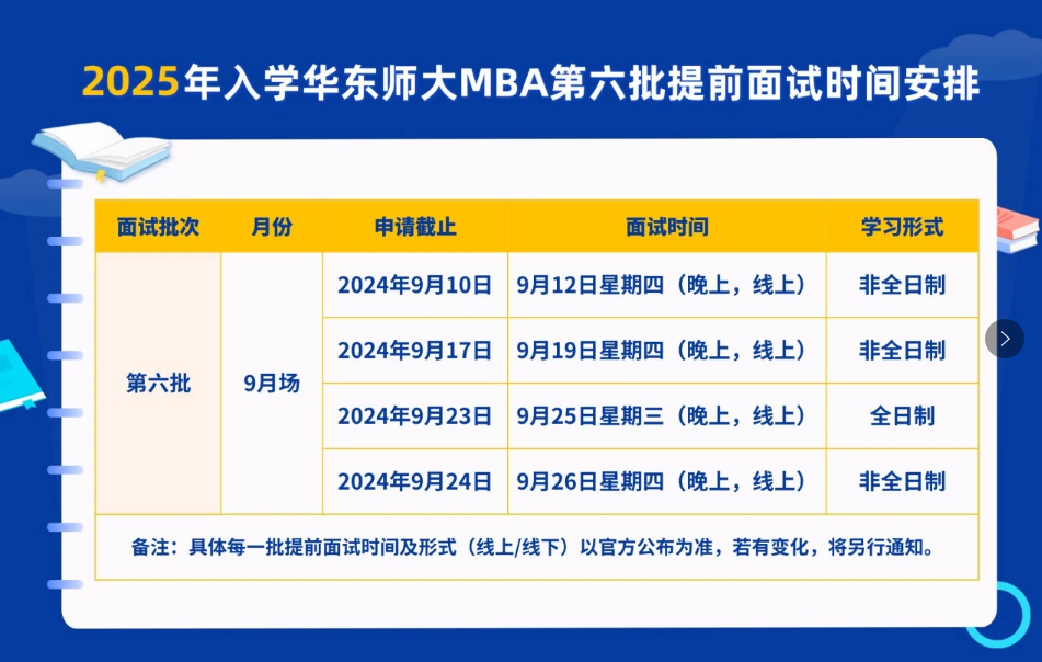 2025年入学华东师大MBA九月提前面试新增批次